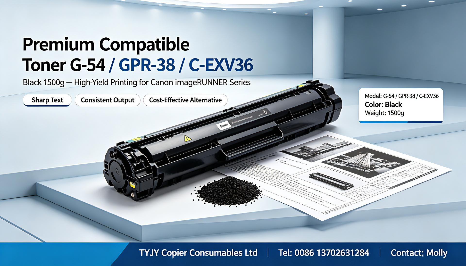 সর্বশেষ কোম্পানি ব্লগ সম্পর্কে Premium Compatible Toner G-54 / GPR-38 / C-EXV36, Black 1500g | High-Yield Toner Cartridge for Canon imageRUNNER 6055, 6