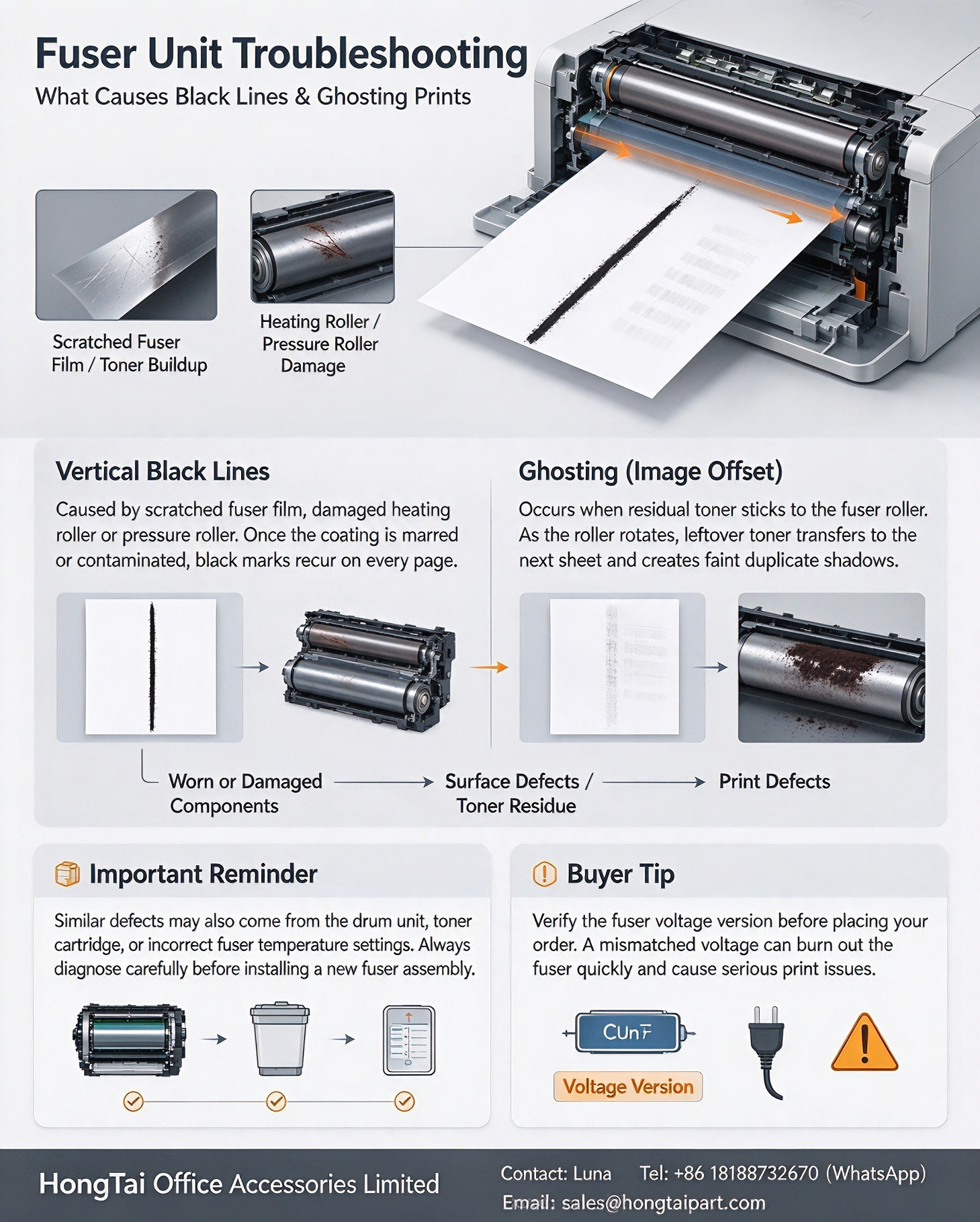 সর্বশেষ কোম্পানি ব্লগ সম্পর্কে Fuser Unit Troubleshooting: What Causes Vertical Black Lines & Ghosting on Laser Prints